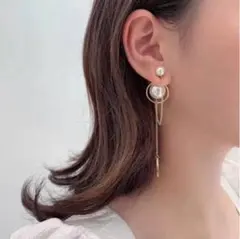 【大人気！】ピアス ゴールド パール 揺れる