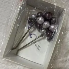 紫とシルバーのビーズヘアアクセサリー
