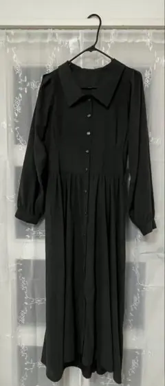 Olive des Oliveダークグレー ボタン付きロングワンピース