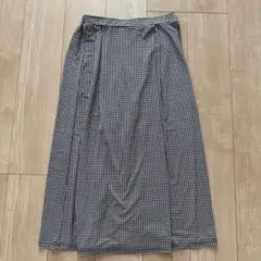 【ドゥクラッセ】キュロットスカート　黒白チェック柄ロングスカート　Mサイズ
