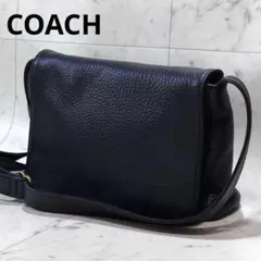 【良品】COACH コーチ ビンテージ ショルダーバッグ レザー ダークネイビー