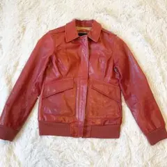 美品✨アヴィレックス 山羊 ゴートレザー シングル ライダースジャケット レッド