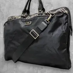 ​極美品 バーバリー ビジネスバッグ 2way サイドノバチェック A4 レザー バーバリー 2way ハンドバッグ ショルダー ビジネスバッグ 黒 ノバ