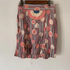 MARC JACOBS サイズ4 シルク100%ドットxストライプミニスカートのサムネイル
