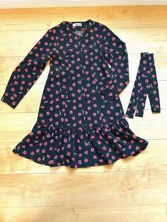 美品　秋冬物SISTER JENNI 花柄ワンピース ブラック　同素材　130