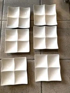 ホワイト 4つ仕切り皿 6枚セット