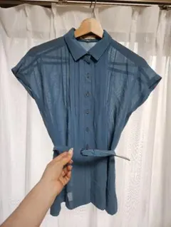 Missel JUNIOR 半袖シャツ ベルト付き ブルー　9号のサムネイル