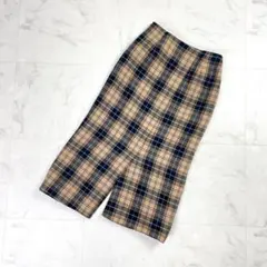 IENA チェック柄スリットタイトスカート ベージュ 紺 サイズ36*LD808のサムネイル