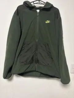 NIKE ナイキ フリース ジップパーカー XL カーキ グリーン 刺繍ロゴ