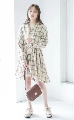Heather チェック柄シャツワンピース