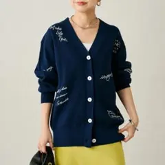 575h*LOUNGEDRESS ラウンジドレス 刺繍ニットカーディガン Fのサムネイル