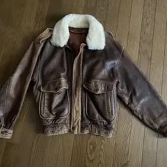 フライトジャケット レザー ボア襟 ブラウン Mサイズのサムネイル