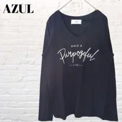 アズールバイマウジー　綿100% ロンT ブラック ロゴ Vネック 長袖のサムネイル