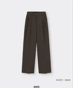 ブラウン タックワイドパンツ
