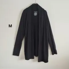 黒 長袖 カーディガン ロング シンプル 無地 春 M カジュアル 軽量