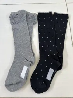キッズ靴下セット グレー ネイビー ドット柄