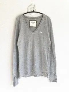 美品 アバクロンビー&フィッチ グレー Vネック 長袖Tシャツ M