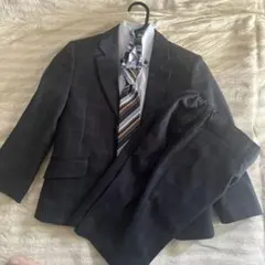 ヒロミチナカノ　ダークネイビー チェック柄 スーツ110センチ（ネクタイ付き）