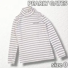 【PEARLY GATES】ゴルフ モックネックシャツ ロゴ刺繍 ボーダー 紺白