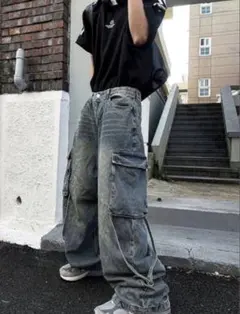 cosyharu Ripen Strap Cargo Denim Pants