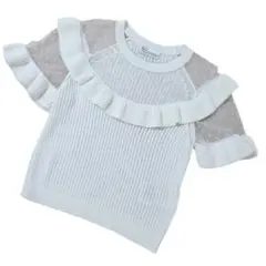 RED VALENTINO レッドヴァレンティノ フリルニットトップス 半袖 白のサムネイル