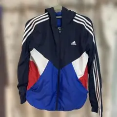 adidas キッズ ウィンドブレーカー ネイビーのサムネイル