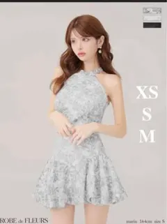 ROBE de FLEURS ハイネックドレス Sホワイト