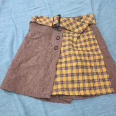 ブラウン・イエロー チェック ハーフパンツ