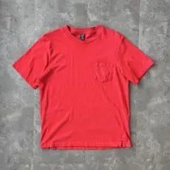 USA製 90s LANDS' END ヴィンテージ古着 ポケット無地Tシャツ赤