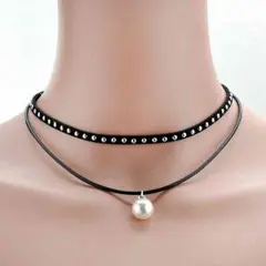 シンプル 紐式 ストリング チョーカー 真珠 パールネックレス