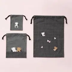 familiar シューズバッグ ファミリア ブラック チェック トートバッグ