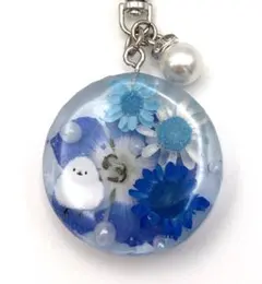 キーホルダー✨レジン✨シマエナガ✨チャーム✨押し花✨ミックス✨桜✨可愛い✨水AA