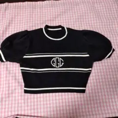 GRL パフスリーブモノグラムニットトップス