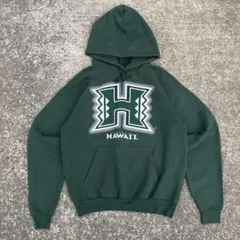 人気銘柄 ハワイ大学 × Hanes ビッグロゴ フード大きめ 古着 パーカーのサムネイル
