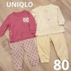 【2点セット】UNIQLO ユニクロ パジャマ 80 ミッフィー ハート
