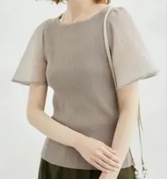 シアースリーブリブニットプルオーバー