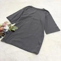 【ユニクロ】UNIQLO オーバーサイズスリットチュニック（7分袖） グレー S