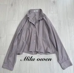 Mila owen 美品 釦ダウンラウンドヘム短丈シャツ M刺繍