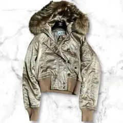 美品✨ダウンジャケット y2k 平成ギャル 短丈 ゴールド グランジ ラクーン