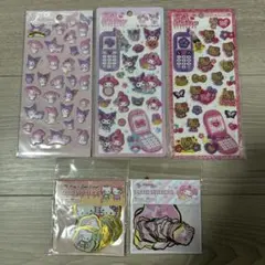 平成はっぴーフォン 日焼けキティ　メロクロ　ぷくっとシール　メロクロ　平面シール