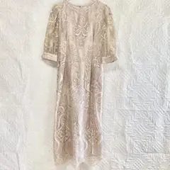 プレフェリール　ドレス　刺繍　レース　花柄　ベージュ　Mのサムネイル