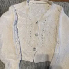 ホワイト ケーブルニット カーディガンGU購入品