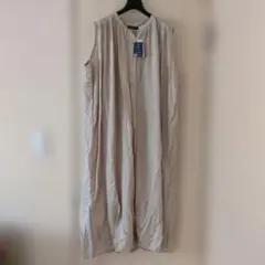 ベージュ ノースリーブシャツワンピース　ベージュ　アウターとしても◎