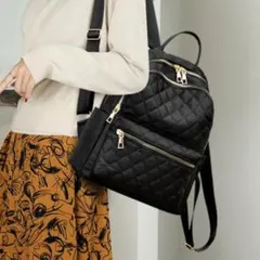 新品 リュック キルティング 大容量 高級感 無地 シンプル ブラック 黒