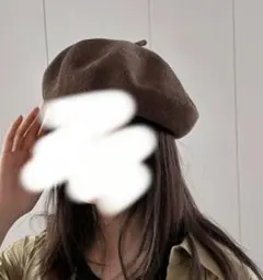 ダークブラウン ベレー帽 毛100%