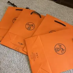 エルメス　HERMES オレンジ ショッピングバッグ 4枚セット　ショッパー