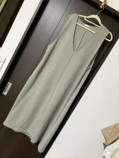 GLACIER ノースリーブ Vネック ワンピース L くすみグリーン