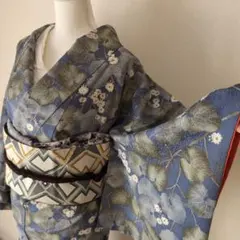 【三花】美品　東レシルック　さんび　洗える着物　リユース　ka1