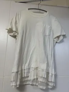 sacai 裾プリーツ切り替え ポケット付きTシャツ ホワイトのサムネイル