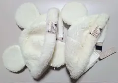 即日発送　ディズニー　ミッキー　ボアキャップ2個　ホワイト　白　もこもこ